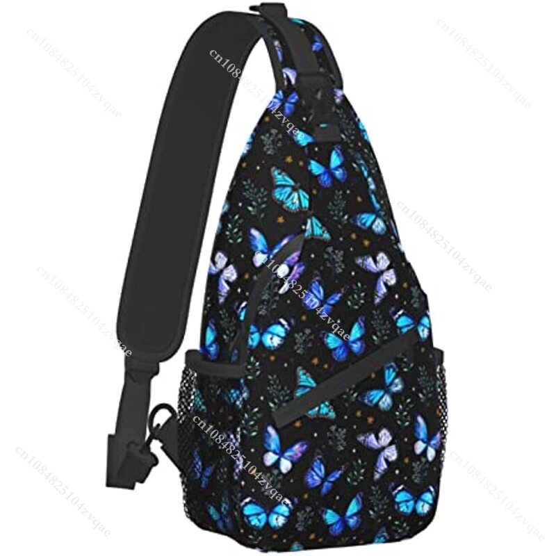 Mochila Crossbody Sling para homens e mulheres, Butterflies Sling Bag, Travel Hiking Daypack, Peito Shoulder Bag