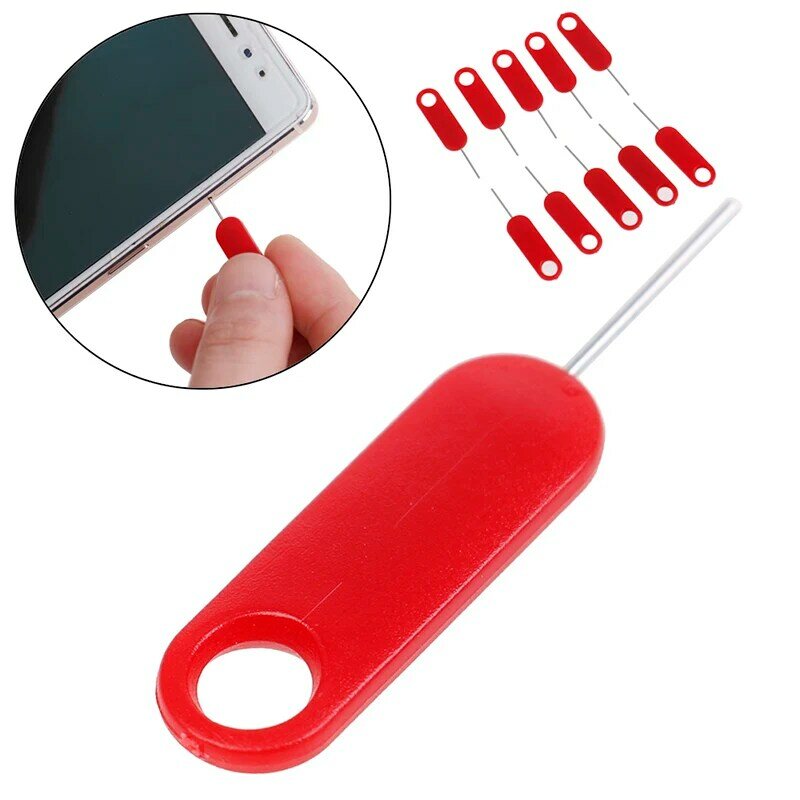 Hot Sale 10pcs Red Sim Card Tray Removal Eject Pin Key Tool Stainless Steel Needle for iPhone iPad Samsung for Huawei xiaomi