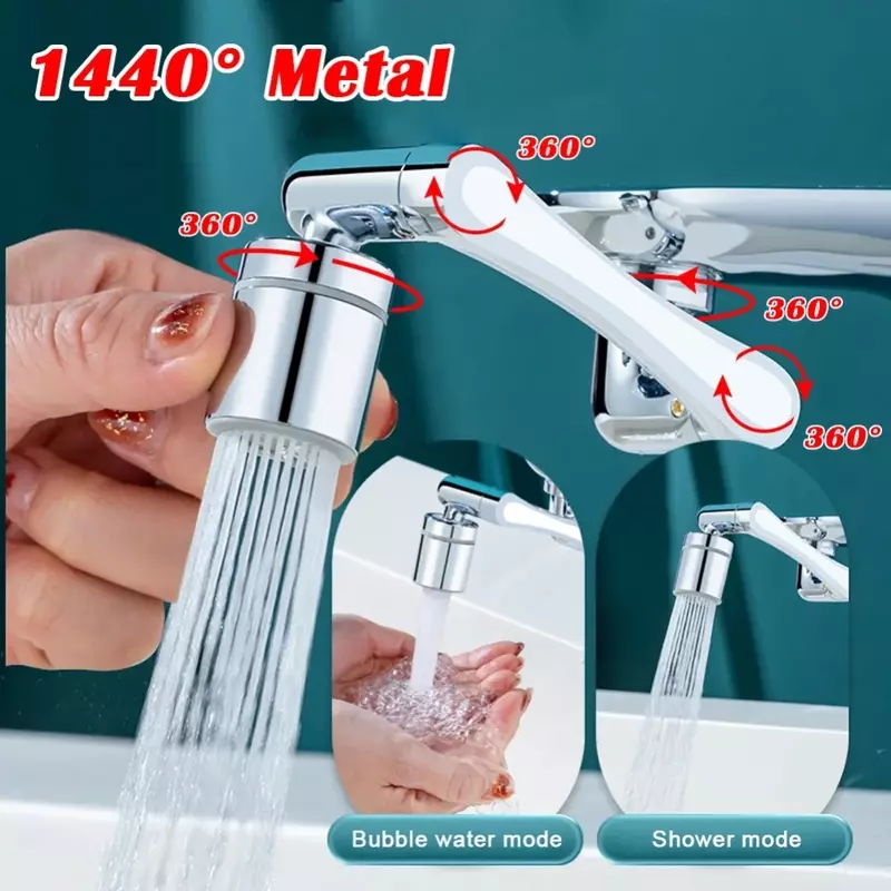 Metal Copper Universal 1080° Rotation Kitchen Faucet Aerator Extender Faucet Spray Head Tap Extension 1080° 360° Sink Sprayer