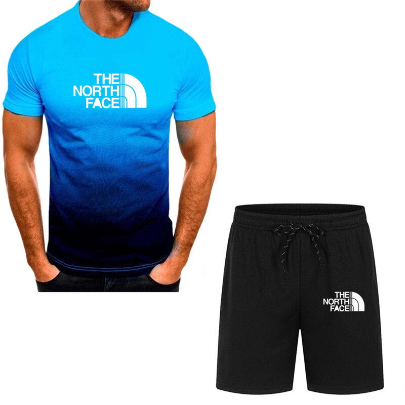 Terno esportivo de manga curta masculino, conjunto casual de duas peças com estampa de letras, tamanho grande, novo design