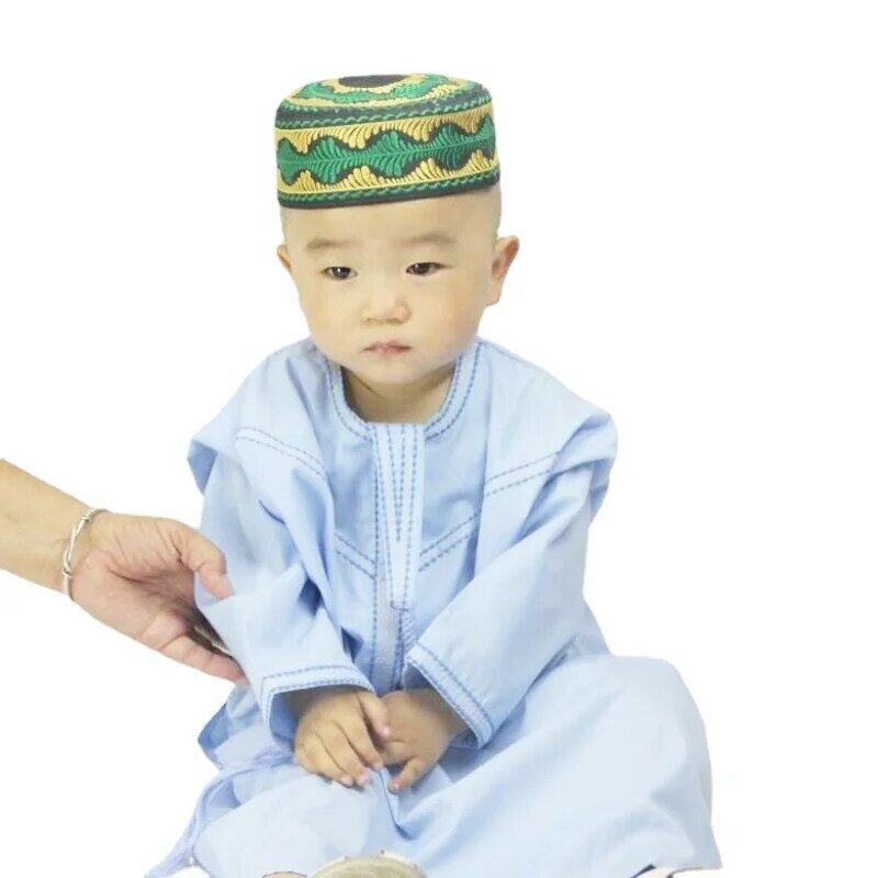 Arabische Jongens & Baby Kleding Accessoires Kufi Islam Borduurwerk Kippah Moslim Hoed Baby Islamitische Gebedspet Cap Marokkaanse Saudi Yarmulke