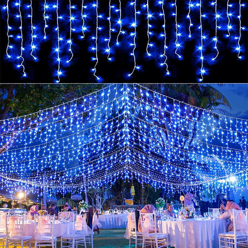 LED Icicle String Light Curtain para o Natal, guirlanda, gota, interior, jardim, palco, ao ar livre, decorativo, festa, 220V, 4,5 m, 100LEDs
