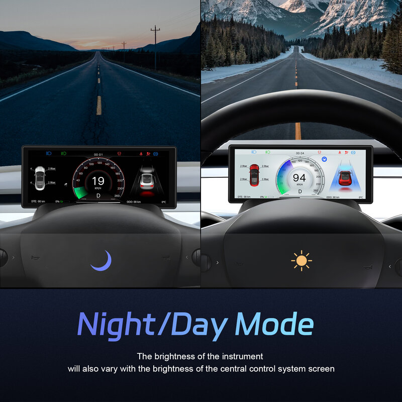 LeeKooLuu layar IPS Speedometer, tampilan kepala untuk Tesla Model 3/Y 6.2-2017 HUD Dashboard dengan roda gigi Speedometer 2023"
