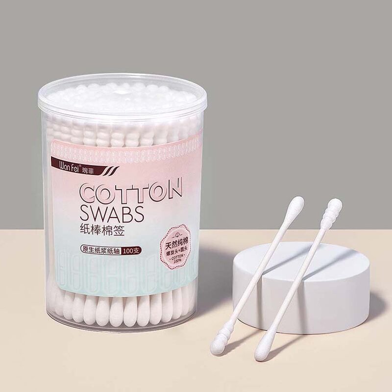 Ear Pick Cleaner Double Head Cotton Swabs Makeup Tool Cotton Bud Makeup Cotton Stick Eyelash Extension Glue Removing with Case