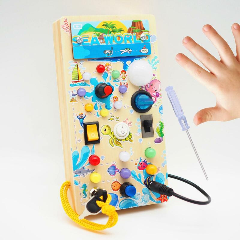 Artesanato Busy Board para Crianças, Brinquedo Interruptor para 1 Ano Velho Bebês, Luzes