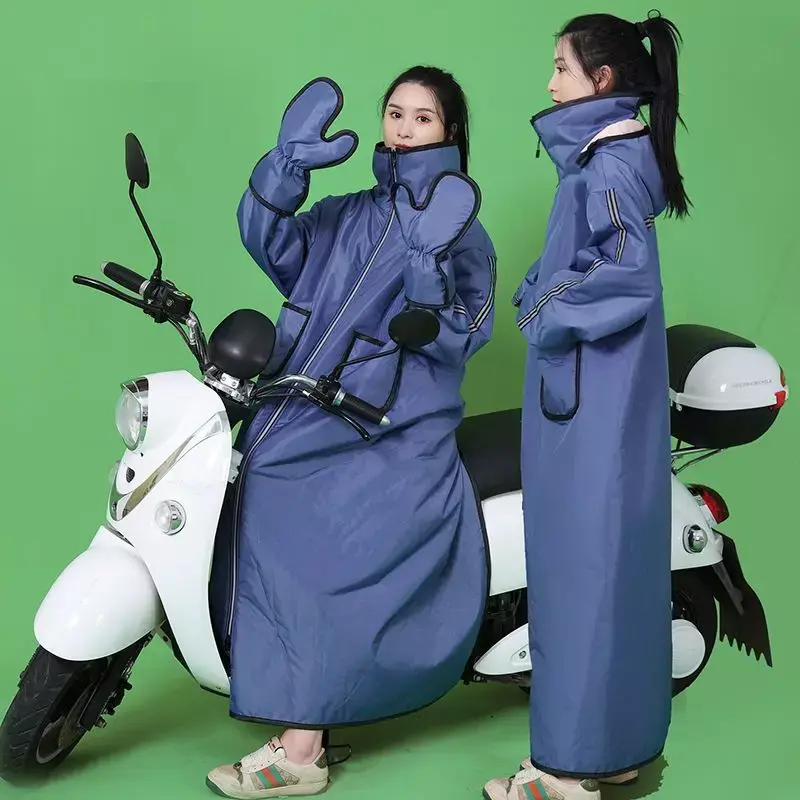 Pare-vent de moto en peluche épaissie pour véhicule électrique, veste imperméable résistante au froid, coupe-vent de cyclisme, isolation, hiver