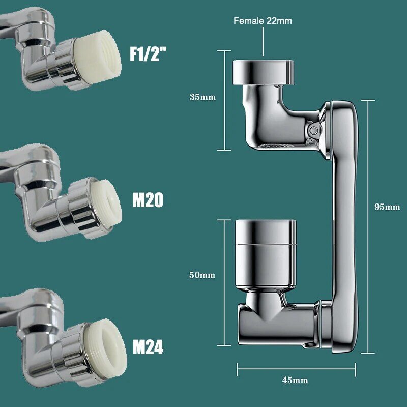 Kitchen Bathroom Faucet Extension Joint ABS Spray Nozzle 1080 Degree Aerator Adapter Universal Adjustable Water Tape Connector