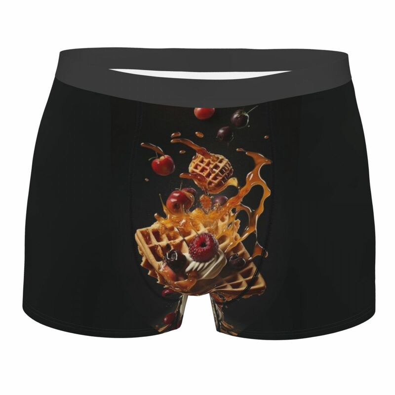 Nutty Chocolate Ice Cream Waffle Men's Boxer Briefs, Highly Breathable Underwear,Top Quality 3D Print Shorts Gift Idea