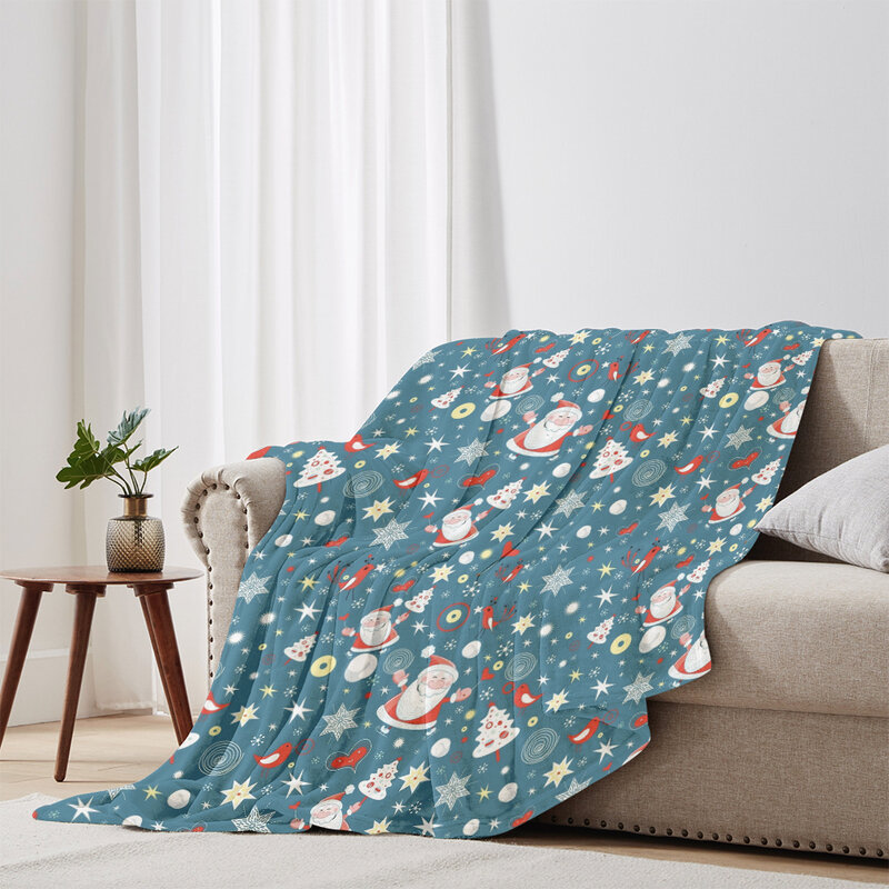 Элегантное и удобное Фланелевое супер плюшевое рождественское праздничное фланелевое одеяло с принтом
