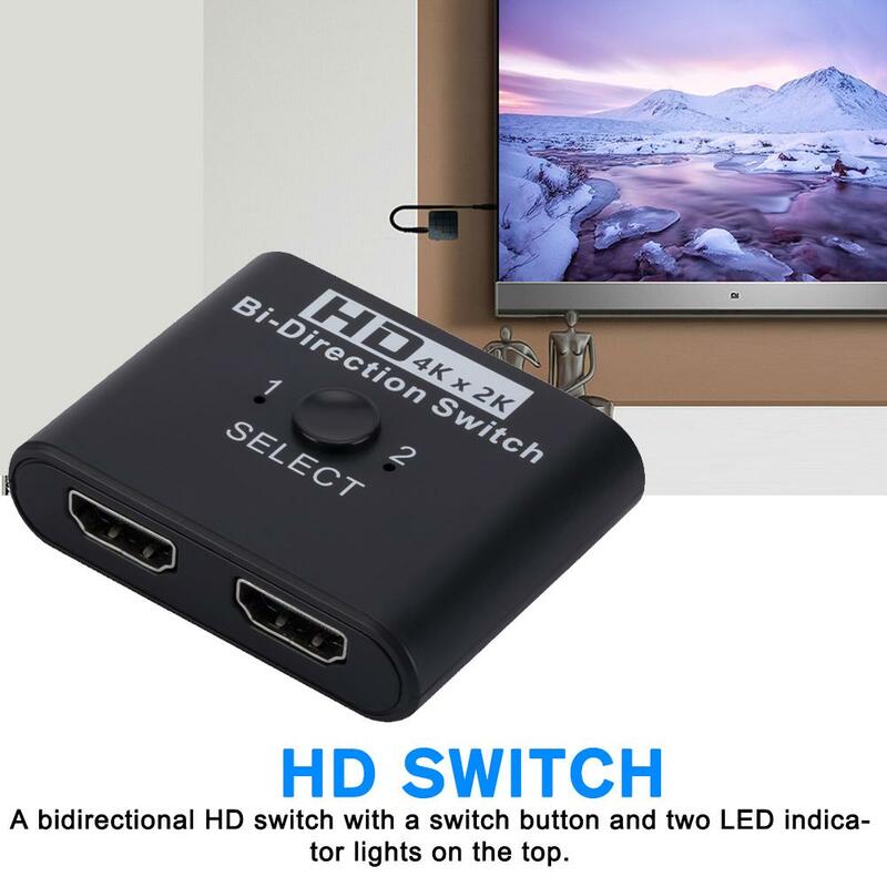 4KX 2K przełącznik HDMI dwukierunkowy 2 porty przełącznik rozdzielacz HDMI do laptopa PC PS3/4 TV, pudełko do Monitor z tunerem TV Adapter projektora