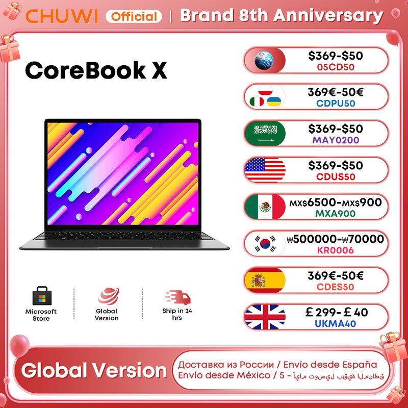 CHUWI corebook x Core แล็ปท็อปสำหรับเล่นเกม1215U I3 14นิ้วความละเอียด2160x1440 16GB RAM 512GB WiFi6 SSD คอมพิวเตอร์ Windows 11