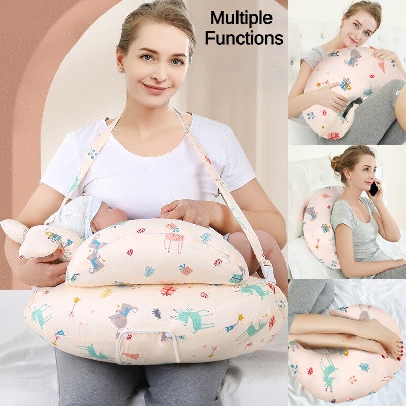 Amamentação e cintura enfermagem travesseiro para recém-nascidos e mães, algodão removível capa