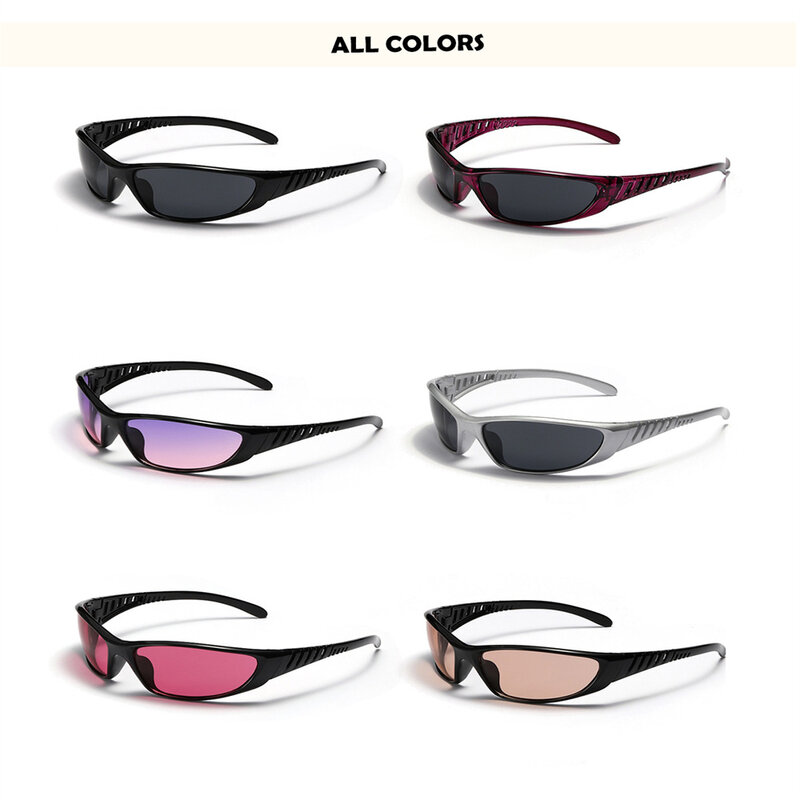 Kacamata bingkai Oval untuk pria wanita, berkendara di luar ruangan UV400 modis Retro Punk Hip Hop Resin Gotik warna-warni Y2K kacamata 2023 baru