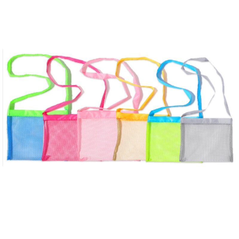 6-Pack Mesh Beach Bag Crianças Seashell Bags Toy Storage Bag Swim Picnic Strap Mesh Beach Bag