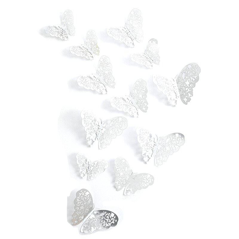 12 Pcs Bedroom for Butterfly Decor Hollow for Butterfly Wall Decor for Party Cak DropShip