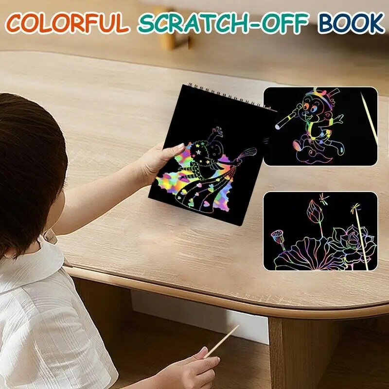 Colorido Scratch Off Book para crianças, Papelão engroçado, Livro de Arte Educacional Criativa, Pintura Suprimentos para Esboço