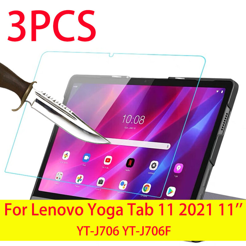 Protector de pantalla de vidrio templado para tableta, película protectora para Lenovo Yoga Tab 11, 2021 YT-J706, 3 uds.