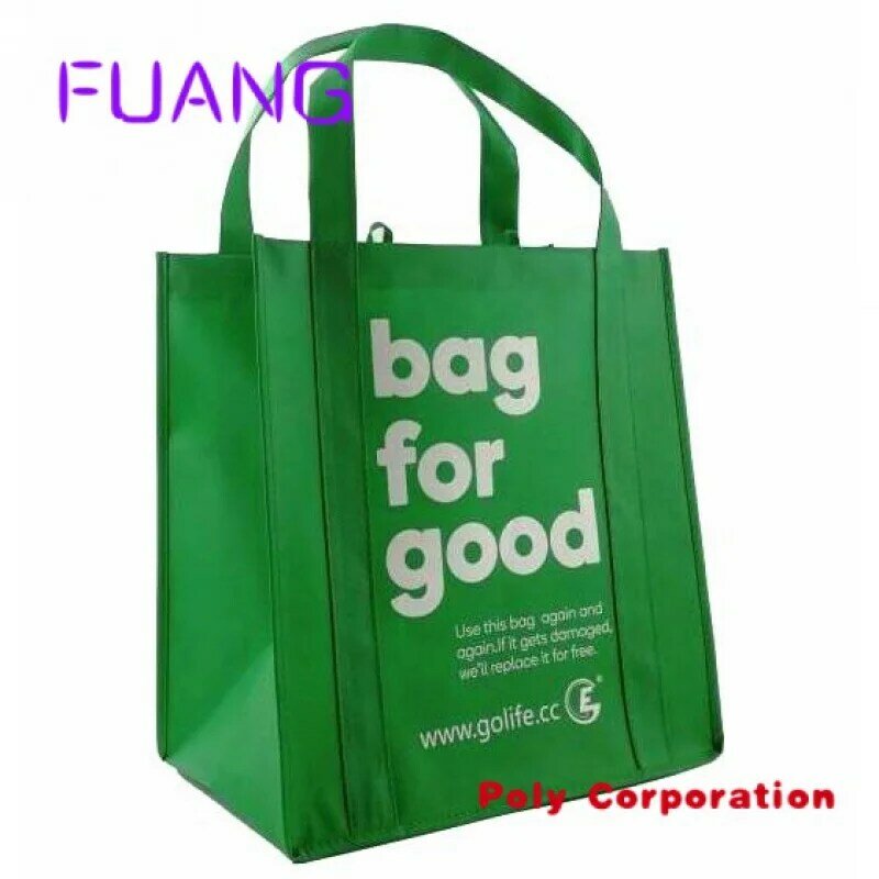 Tas belanja daur ulang tidak ditenun promosi cetak Logo kustom tas toko bukan anyaman dengan Logo kustom