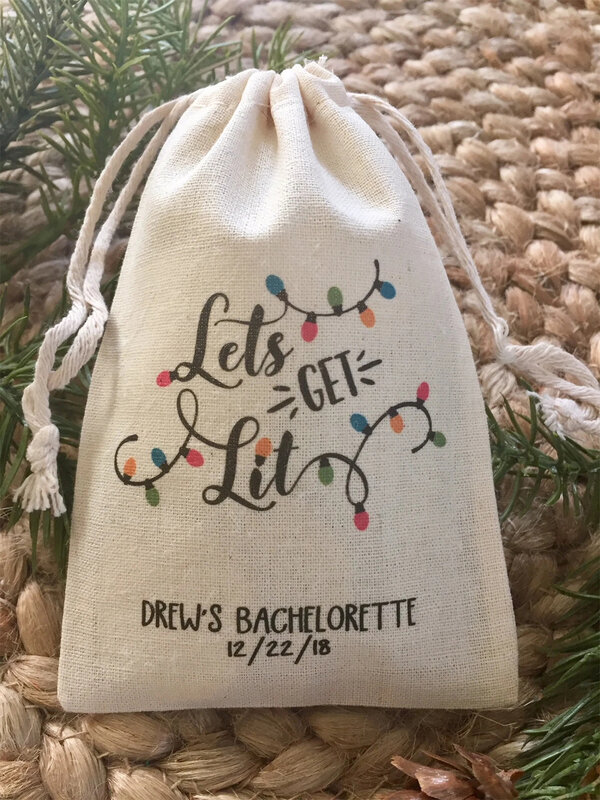 20pcs Christmas Bachelorette Party Bags / Holiday Favor Bags / Let's Get Lit Adult Holiday Party Favors
