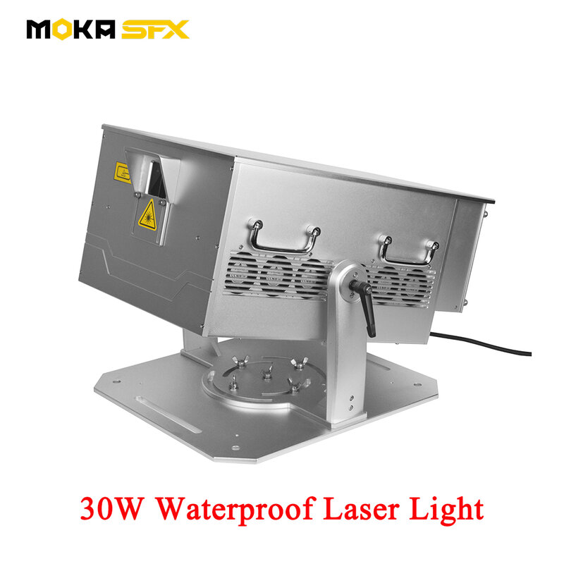 Moka 30w de alta potência ip65 à prova dlight água luz laser com caso do vôo ao ar livre ilda rgb projetor laser profissional para parque quadrado