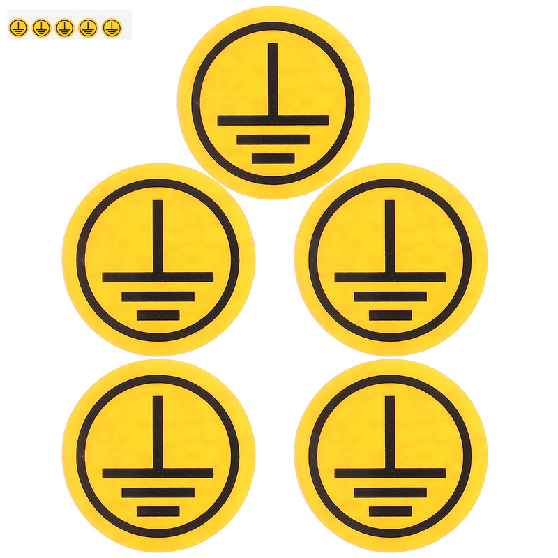Earth Grounding Symbol Decals Signage Sticker Synthetic Paper Electric Labels Warning Electrical Sticker Grounding Warning Decal