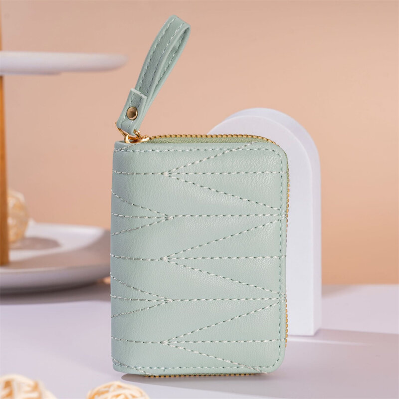 Women Luxury Card Bag Short Wallet Leather Multi-Card Slot Zipper Small Female Purse Business ID Credit Bank Card Holder Clutch