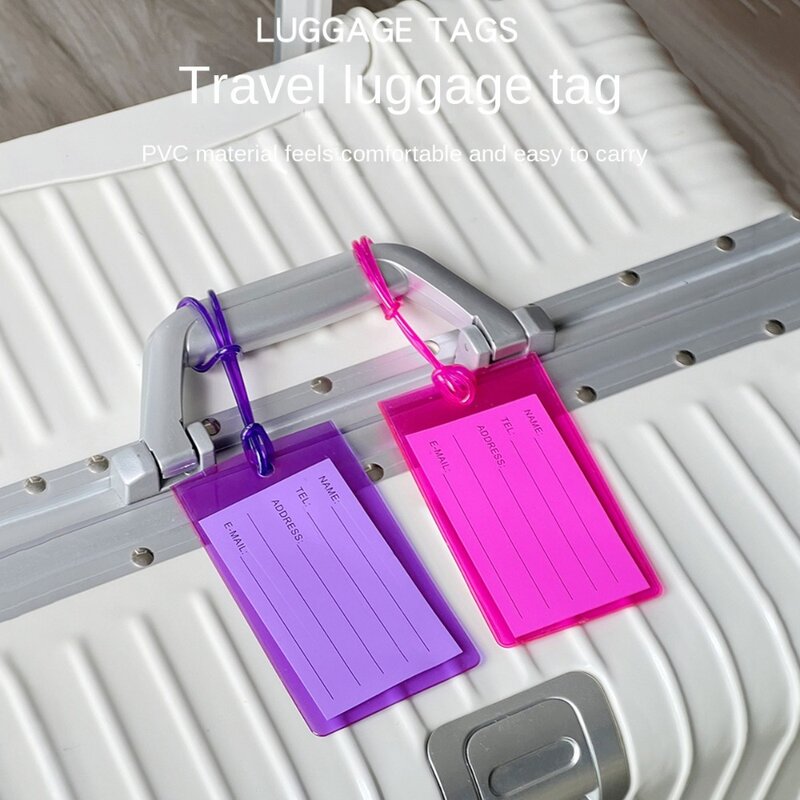 Étiquette de bagage structurels ente souple portable, étiquettes de nom de bagage colorées en PVC, étiquette d'adresse de carte d'embarquement de voyage