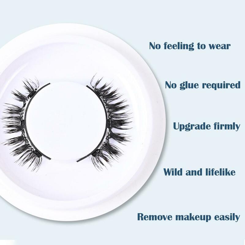1 Pair 3D Natural Magnetic Eyelash Set With Clip Non-adhesive Reusable Portable Convenient Efficient False Eyelash Beauty Tool