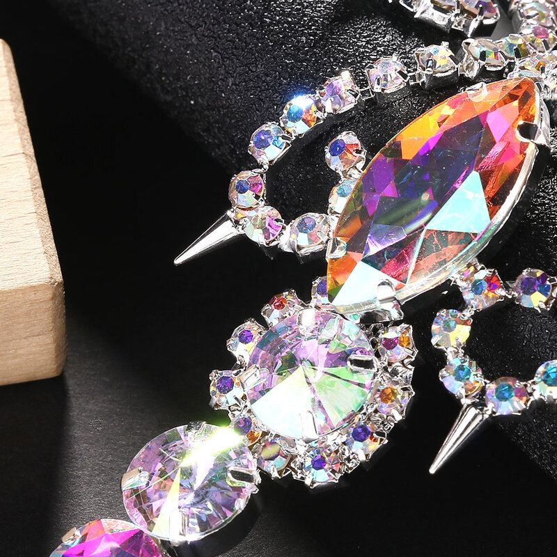 Цветной браслет Stonefans AB на палец, кольцо для женщин, шармы, дисплей геометрической формы, аксессуары для украшения рук с кристаллами, дизайнерский