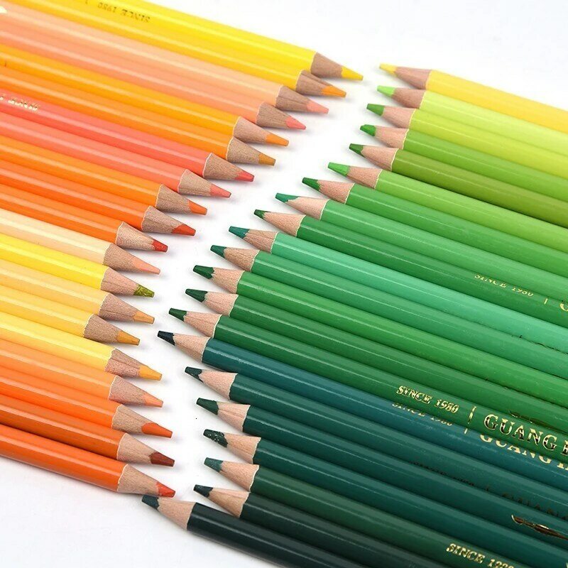 Brusfuner 48/72/120/160/180 Warna Pensil Warna Minyak Profesional Set Pensil Warna Cat Air Lembut Kayu untuk Menggambar Sketsa Perlengkapan Seni