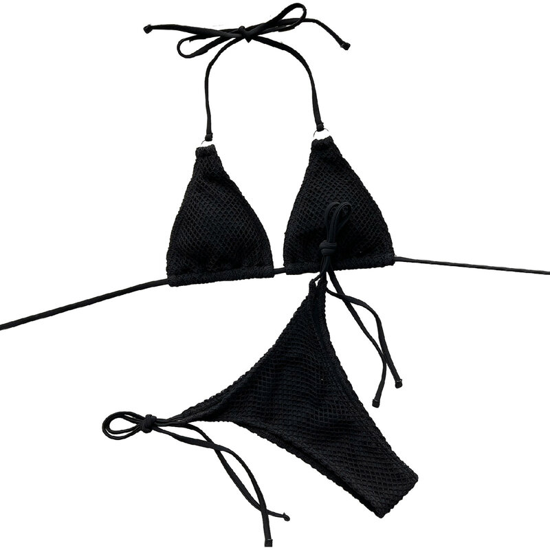 Bikini sin mangas con estampado dividido para mujer, traje de baño Sexy, conjunto de Bikini, 2024
