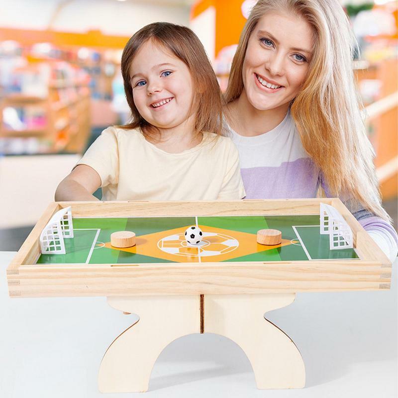 Jogo de tabuleiro de futebol de madeira dupla face jogo interativo para amantes de futebol brinquedos de desenvolvimento inicial para quarto e sala de estar