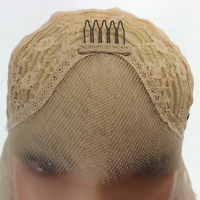 Peluca sintética de cabello humano mezclado con malla frontal, pelo largo, rubio ceniza, gris, ondulado, hd13x4, predesplumada