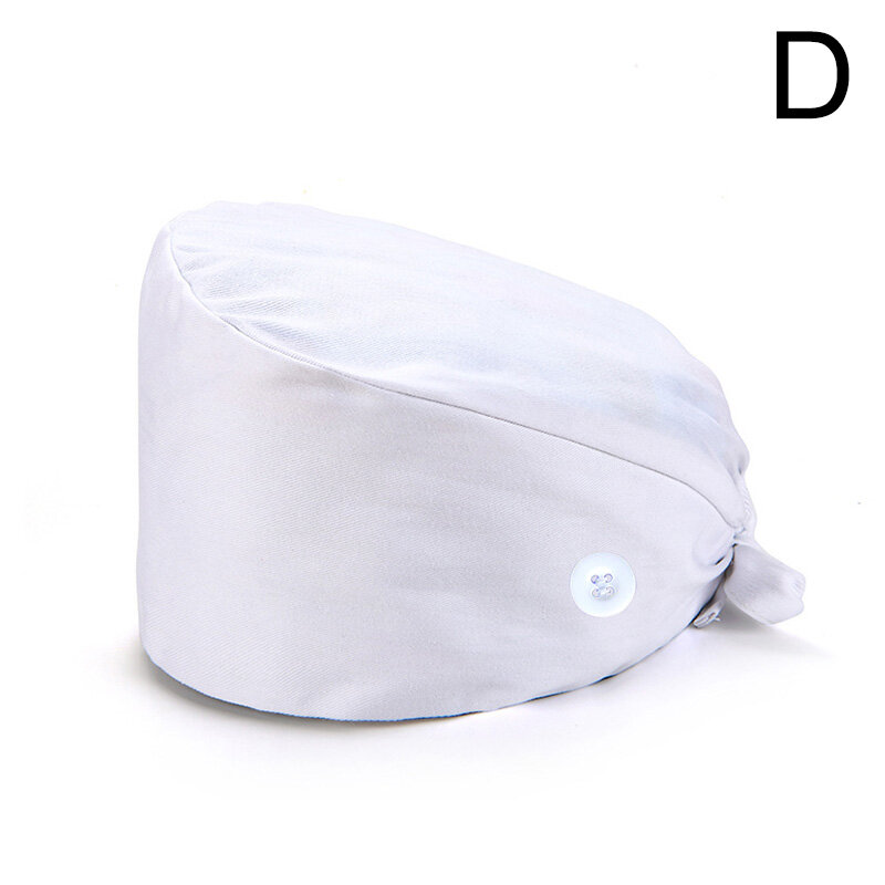 1 buah topi kerja pelindung kepala kualitas tinggi topi perawat warna polos dengan tombol yang dapat disesuaikan topi bedah dokter