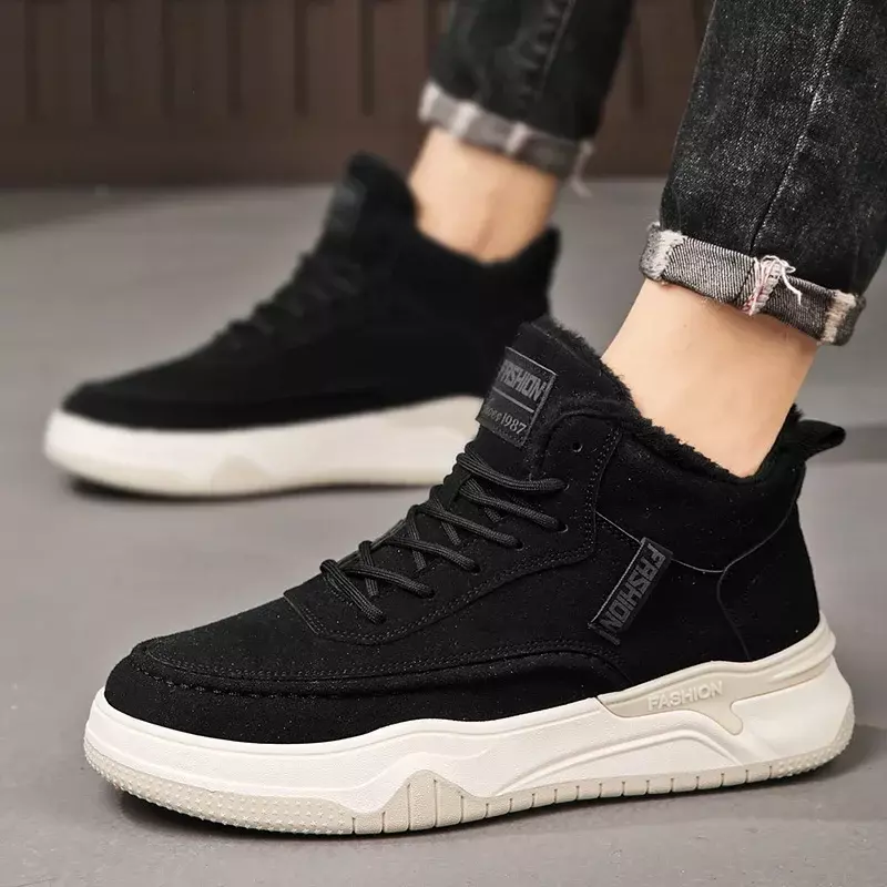 New Boots Men Winter Fashion Plush Shoes Snow Boots Male Casual Outdoor Sneakers Lace Up Warm Shoes Non Slip Ankle Boots Male