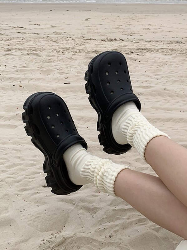 Sepatu Sandal Pria sol tebal, untuk wanita musim panas sepatu sandal taman pakaian luar sol tebal sepatu pantai Sporty modis,