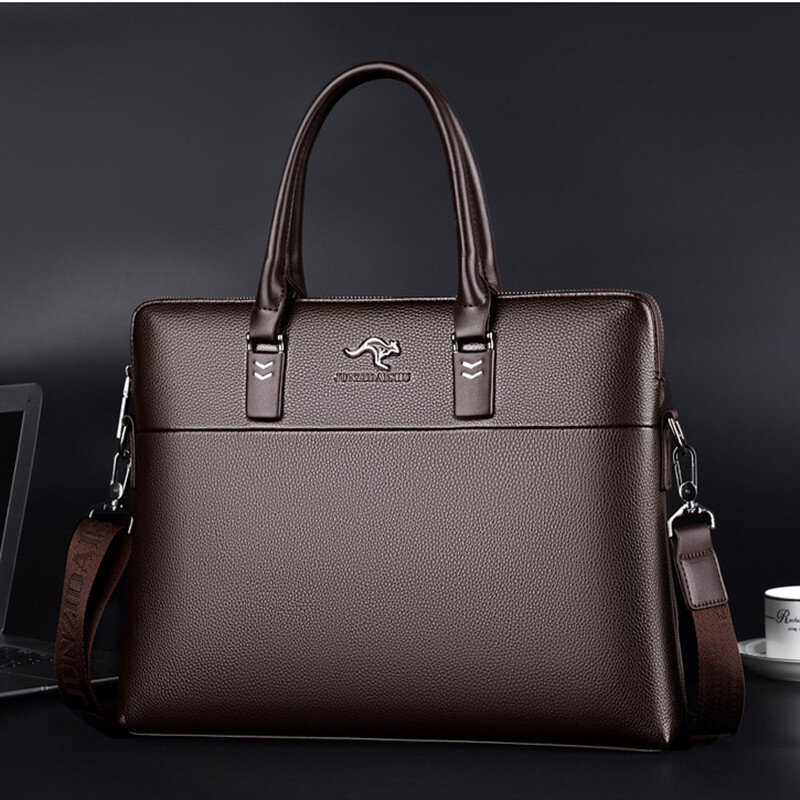 Biznesowa skórzana teczka męska w stylu Vintage z zamkiem błyskawicznym torebka o dużej pojemności torby na ramię Crossbody męskie torby na Laptop