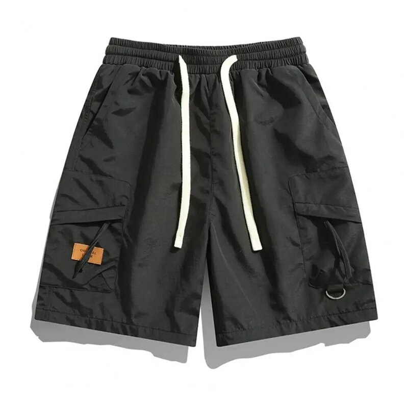 Pantalones cortos de Color sólido para hombre, Shorts versátiles, Cargo, con pretina ajustable, múltiples bolsillos para la calle
