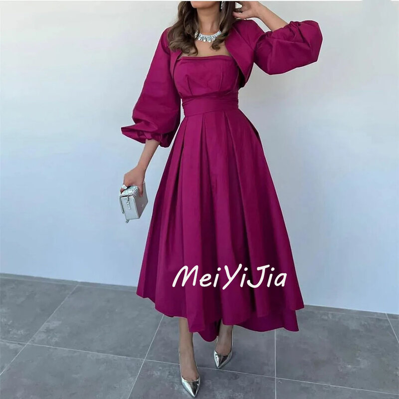 Meiyijia  Evening Dress Saudi Ruffle Elegant Aline  Sash Scoop Neckline  Arabia  Sexy Evening Birthday Club Outfits Summer 2024