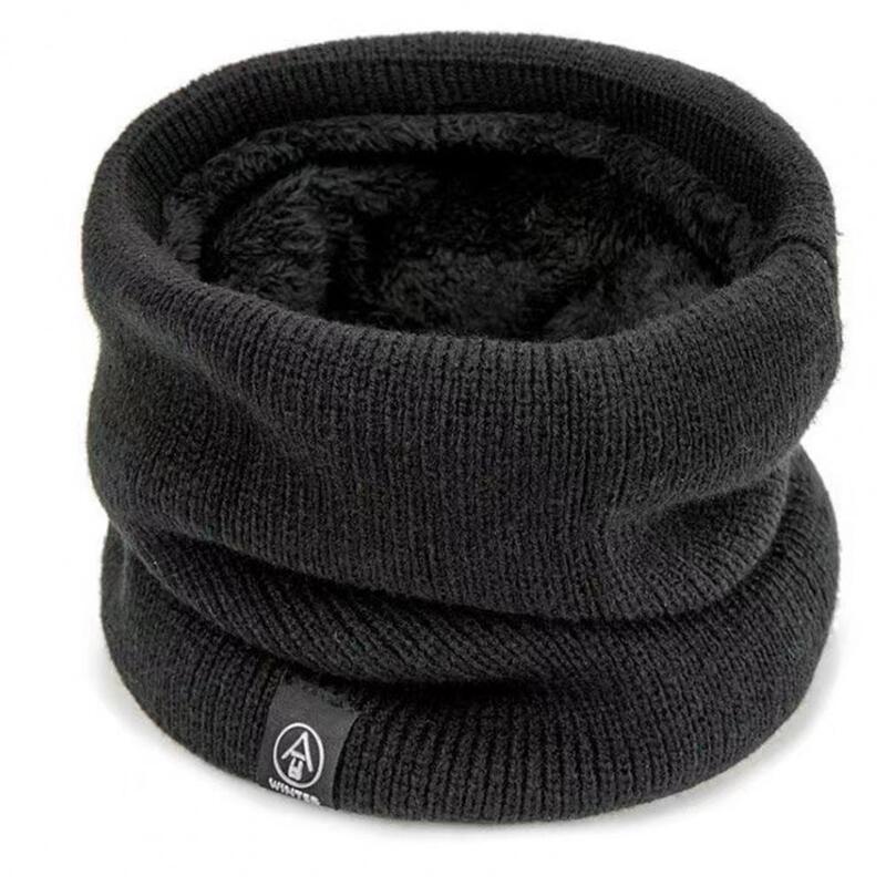 Knitted Neck Warmer Fall Winter Windproof Thick Plush Lining Warm Cold Weather Men Women Outdoor Cycling Neck Protector Scarf