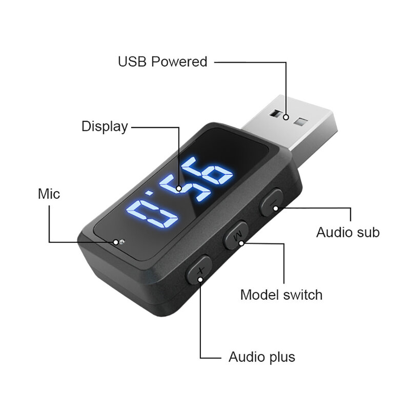 Auto Bluetooth 5. 0 fm02 Mini-USB-Sender Empfänger mit LED-Display Freis prec heinrich tung Auto-Kit Auto Wireless Audio für FM-Radio