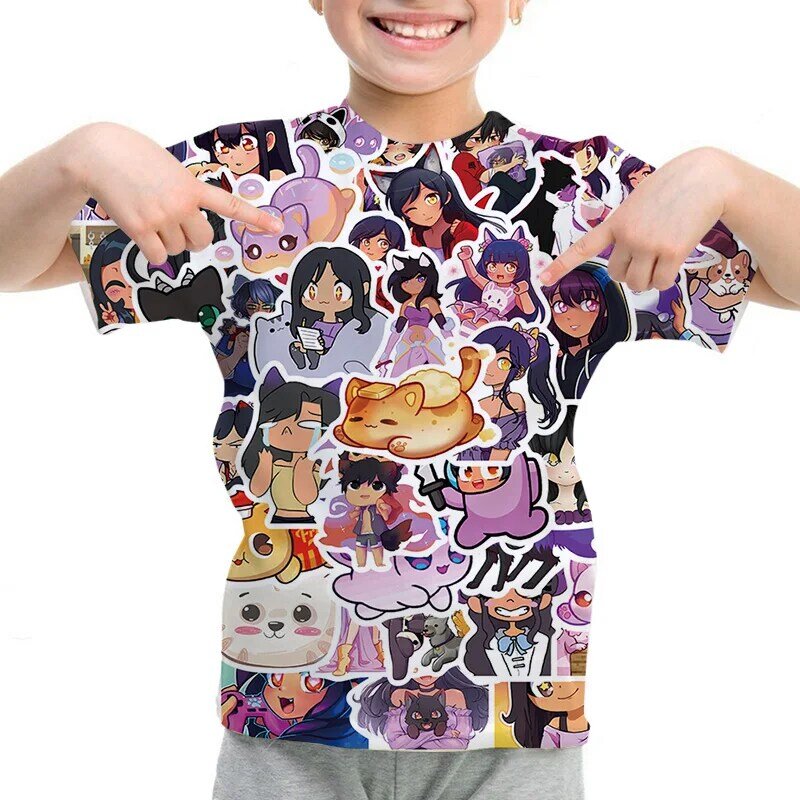 Zomer Kinderen 3d Cartoon T-Shirt Aphmau 3d Print Jongens T-Shirt Meisjes Tops O-hals T-Shirt Kinderen Casual T-Shirts Kinderen Kleding