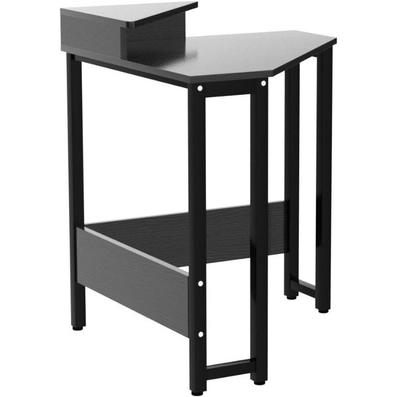 Escritorio de esquina para ahorro de espacio, escritorio pequeño con marco de acero resistente, escritorio de computadora con soporte de Monitor para espacio pequeño
