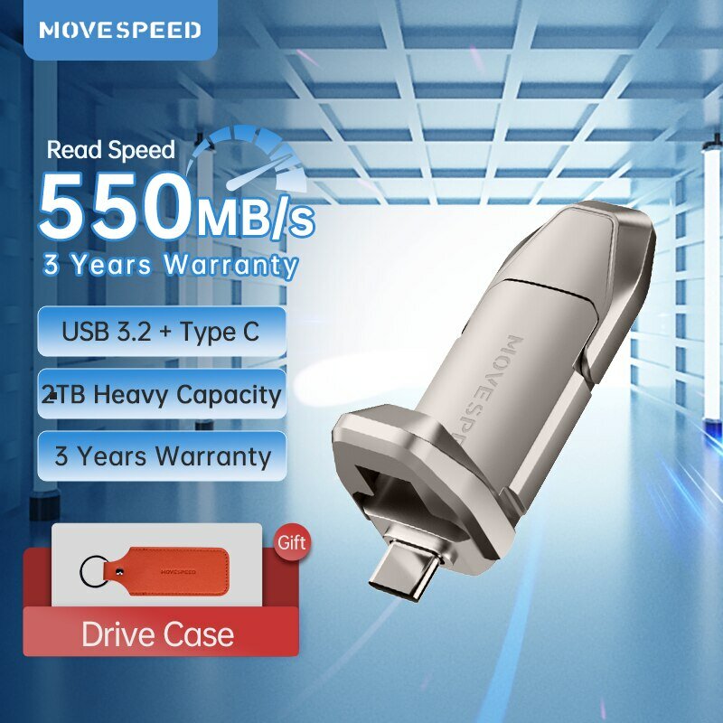 MOVESPEED-Pen Drive de 2TB, Pendrive tipo C de 550 MB/s, 1TB, 3,2 GB, 512GB, 256GB, disco Flash para PC, Smartphone, portátil y tableta