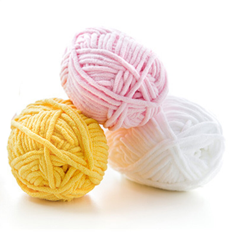 手編みのウール糸,50g,太いベルベット糸,ベビースカーフ,ソフトシェニール,ニットウー
