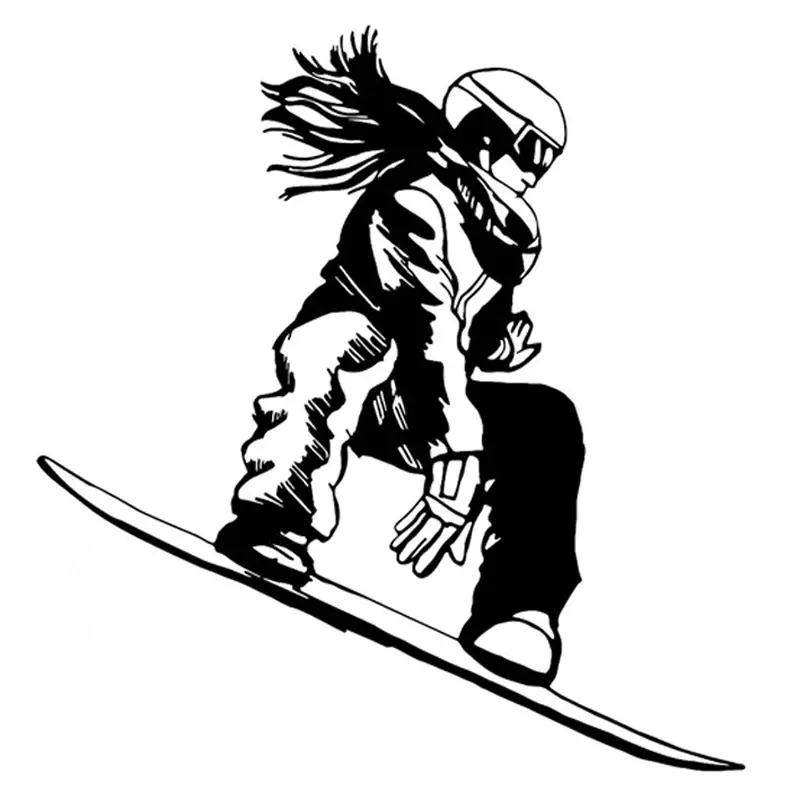 Ciekawa Snowboarder Girl Extreme Sport Naklejki Samochodowe Kreatywne Naklejki Winylowe Wodoodporne Akcesoria Czarny/Srebrny, 16 cm * 15 cm