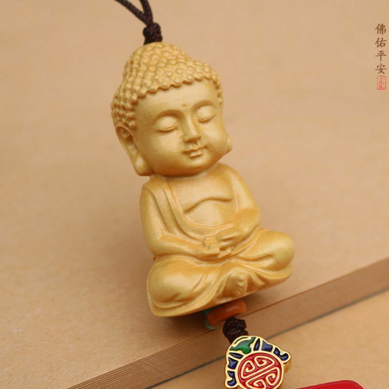 Patung Buddha kecil liontin rumbai Guanyin, kelas atas kreatif Ins berkat tas sekolah keamanan ponsel liontin gantung