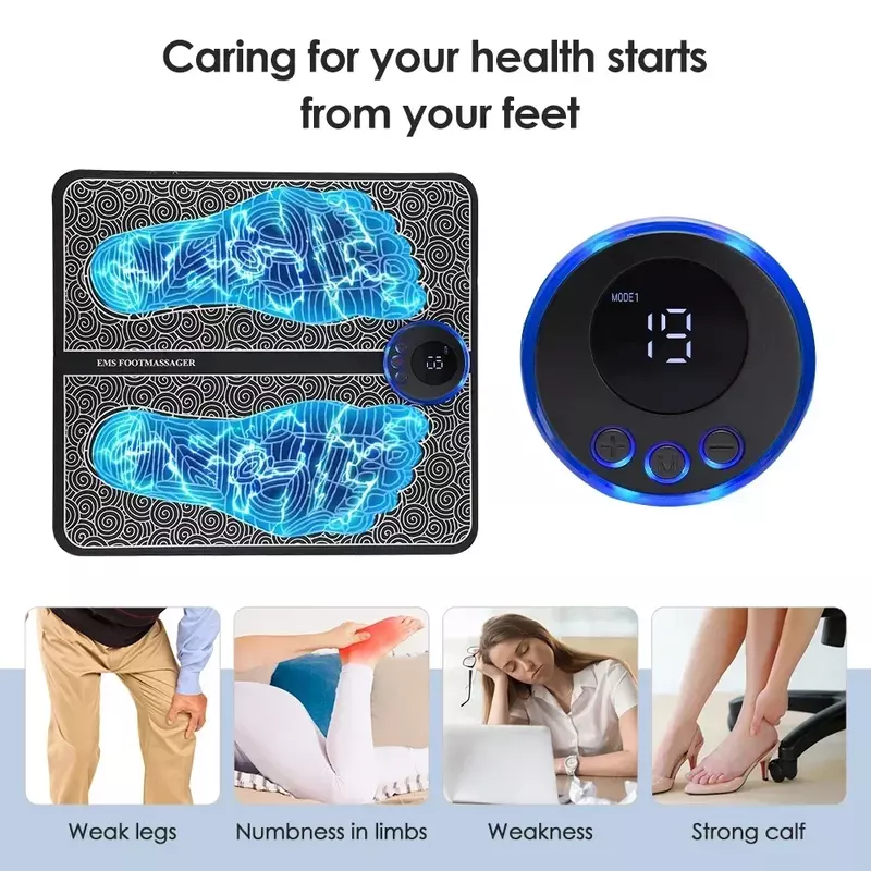 Home Electric Foot Massager for Pain Relief Blood Circulation EMS Acupoints Stimulation Foot Massage Mat Foot Muscle Relaxation