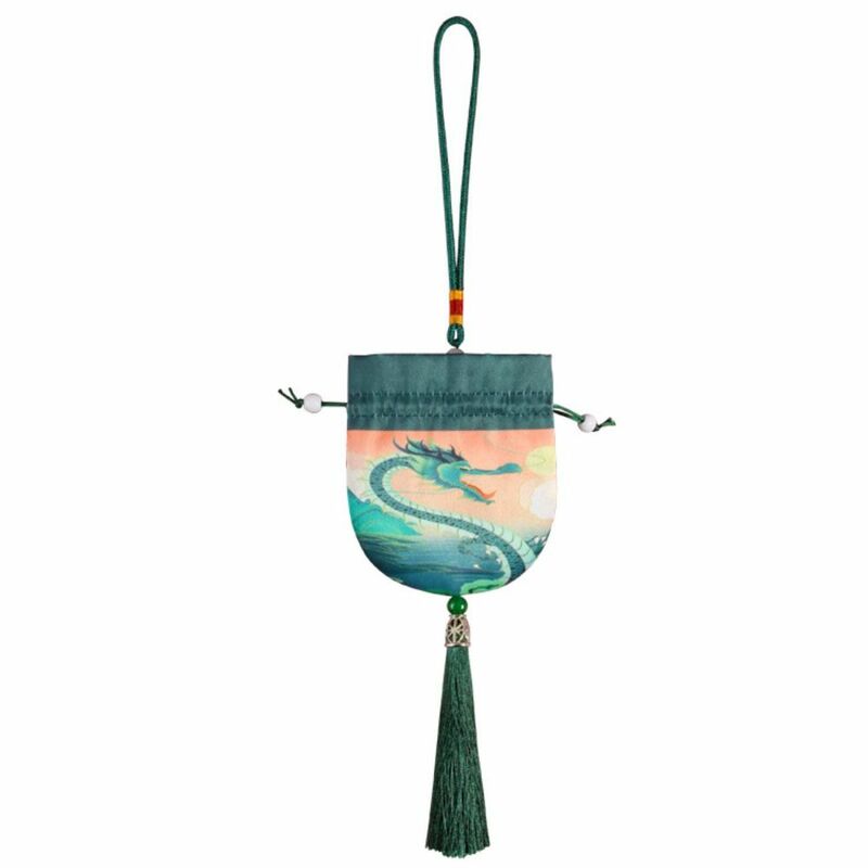 Tas Festival Perahu Naga Sachet Gambar Retro pola Retro tas penyimpanan perhiasan kemasan kantong kecil brokat