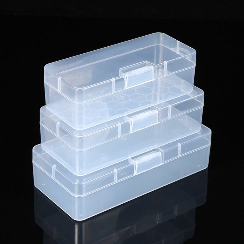 Caja de almacenamiento de plástico portátil, organizador de artículos pequeños, transparente, duradero, soporte para herramientas eléctricas